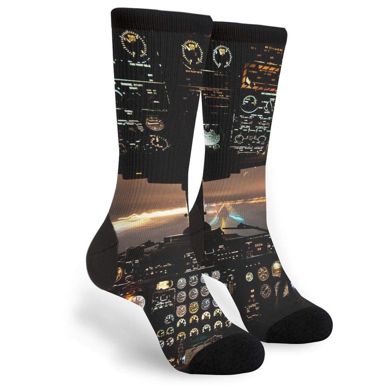 YISHOW Airplanes Men's Unisex Novelty Crew Socks Funny Crazy Dress Socks - Image 1